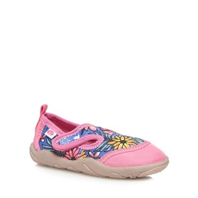 Animal Girls' pink floral print rip tape shoes